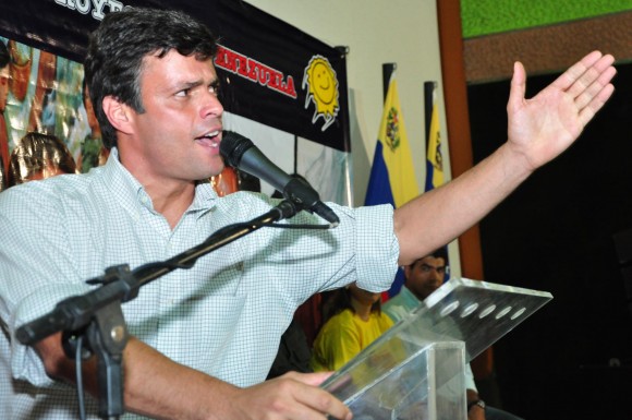 Leopoldo López en la presentación de su proyecto económico "Hecho en Venezuela" en Acarigua