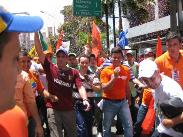 Leopoldo López con Henrique Capriles en la caminata del 10 de junio de Caracas